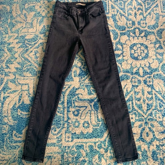 Levi’s 721 High Waist Skinny Jeans Dark Gray - Picture 1 of 5